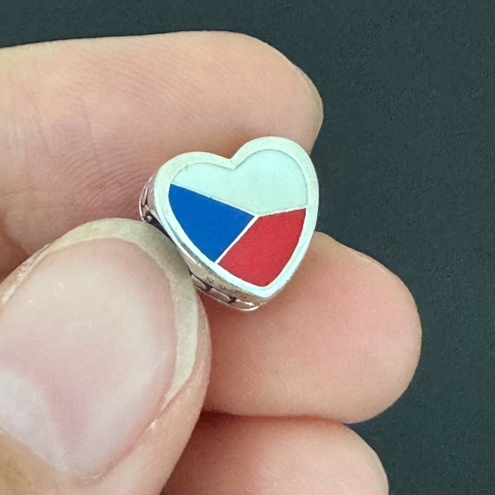Pandora CZECH Flag Heart Exclusive Charm